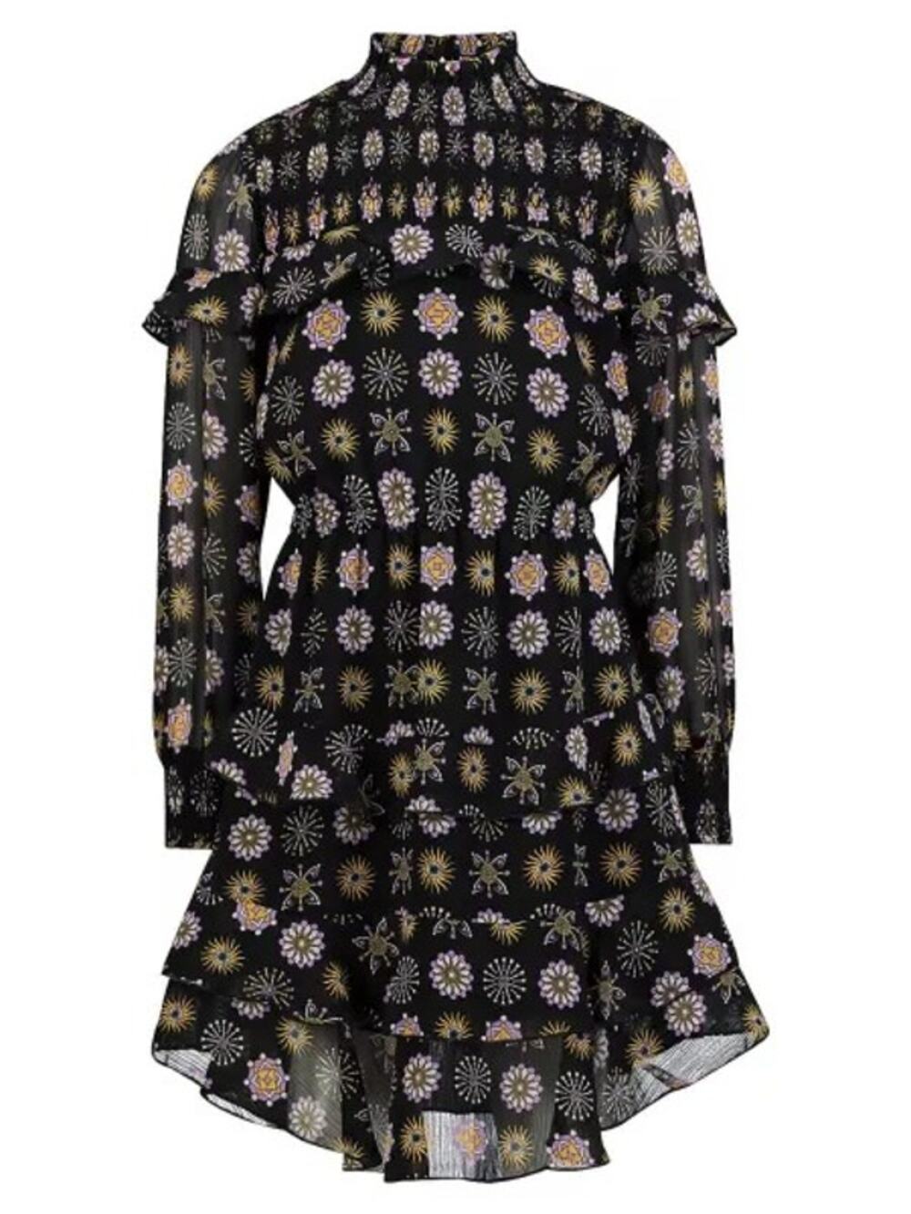 Scotch & Soda girls patterned flowy ruffled chiffon dress black size 8
